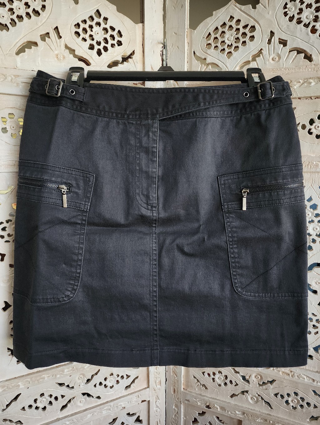 Nwt Vintage Y2k Antonio Melani- Black Cargo Mini Skirt- Size 6